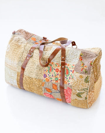 Tan Patchwork Duffle Bag