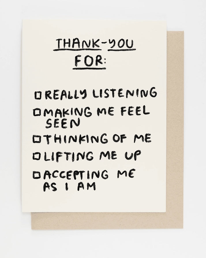 Thank You Checklist Card