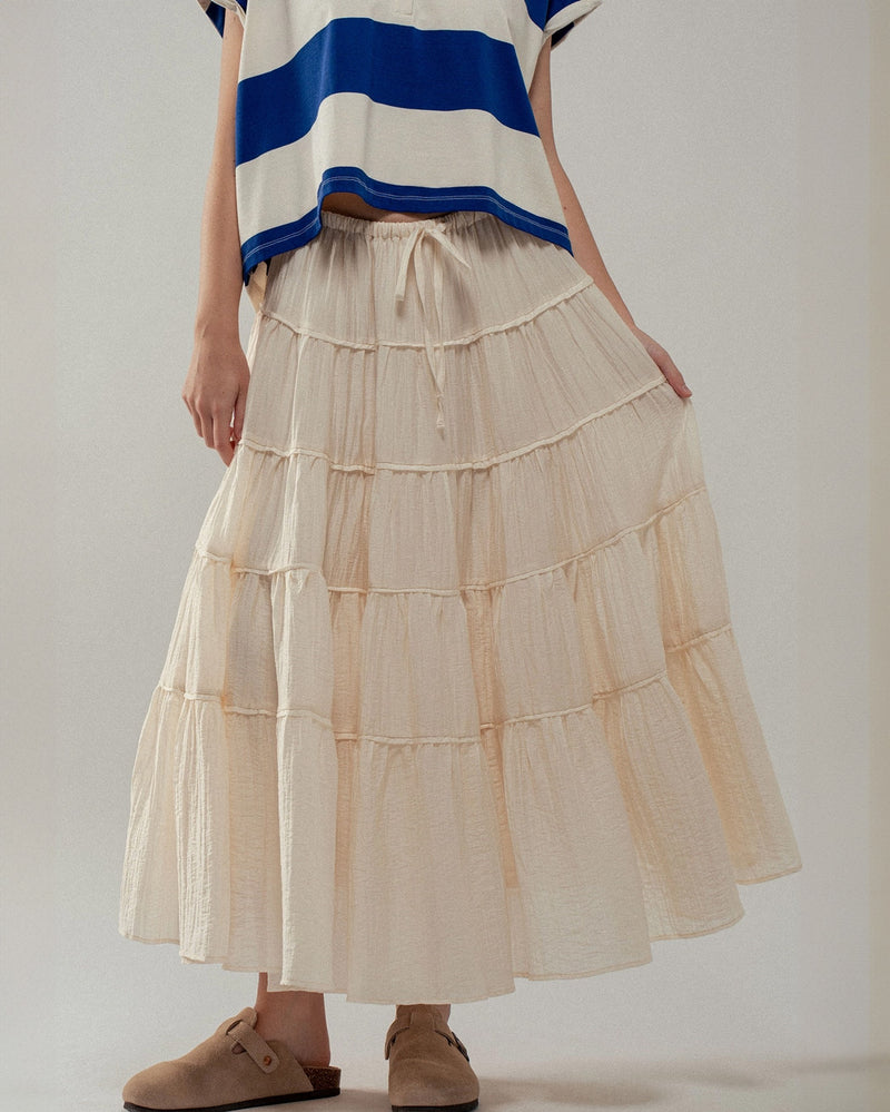 Tiered Crinkle Maxi Skirt