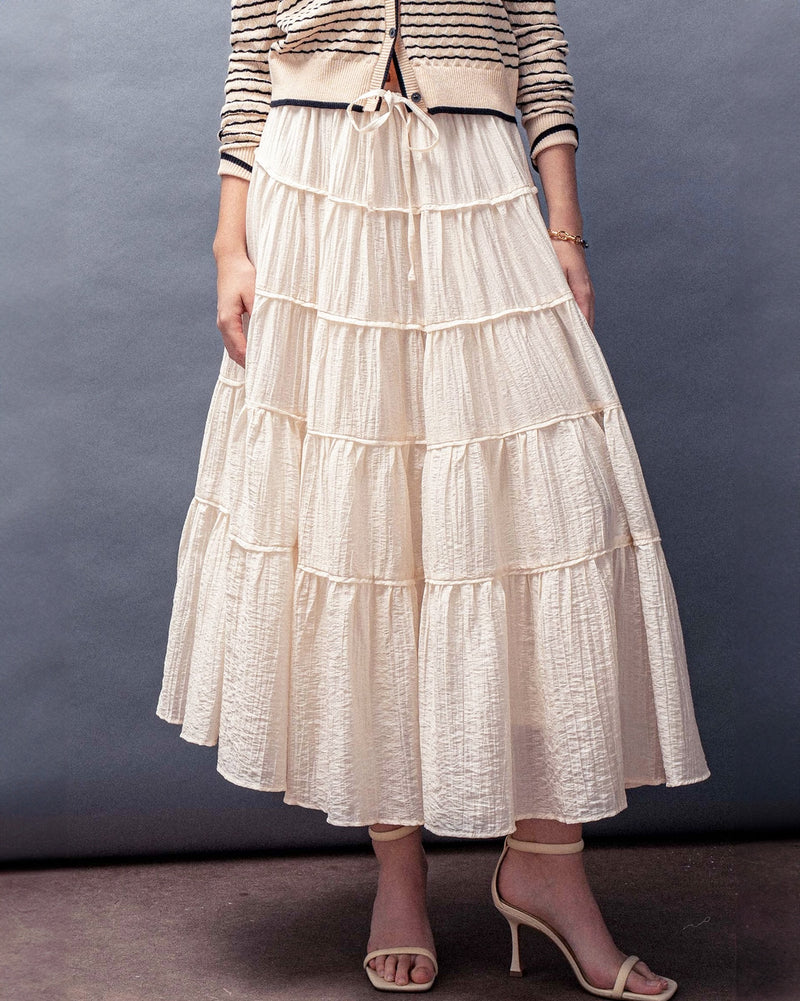 Tiered Crinkle Maxi Skirt