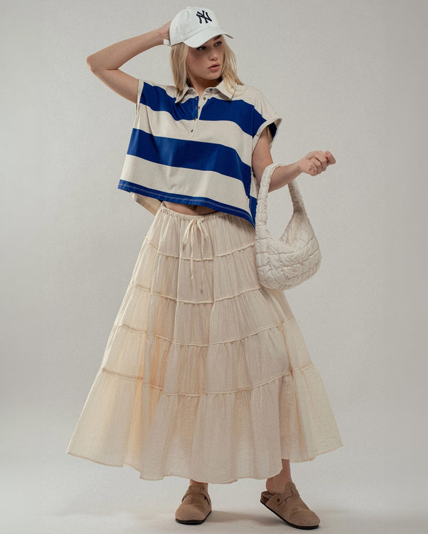 Tiered Crinkle Maxi Skirt