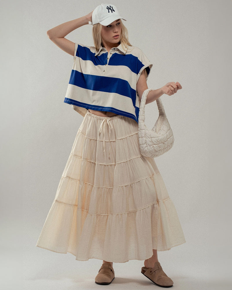 Tiered Crinkle Maxi Skirt