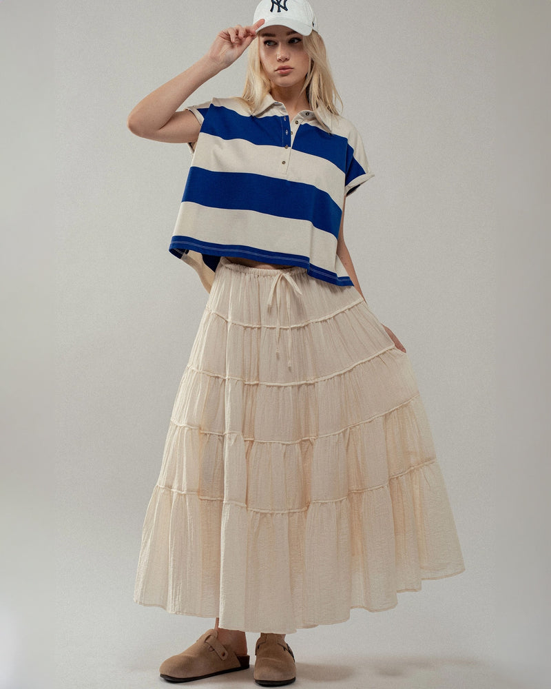 Tiered Crinkle Maxi Skirt