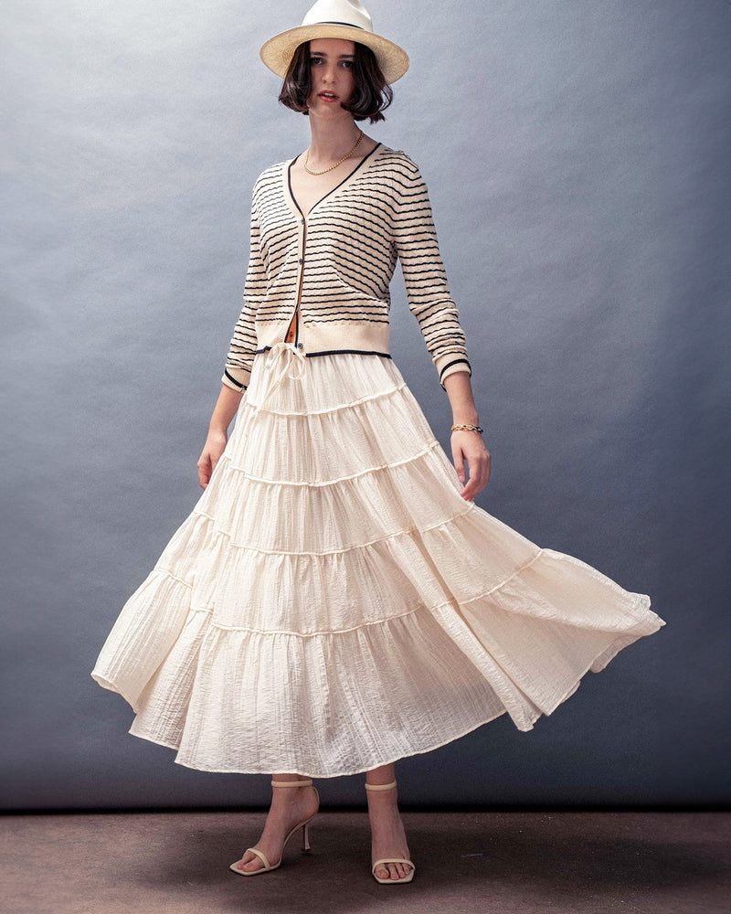 Tiered Crinkle Maxi Skirt