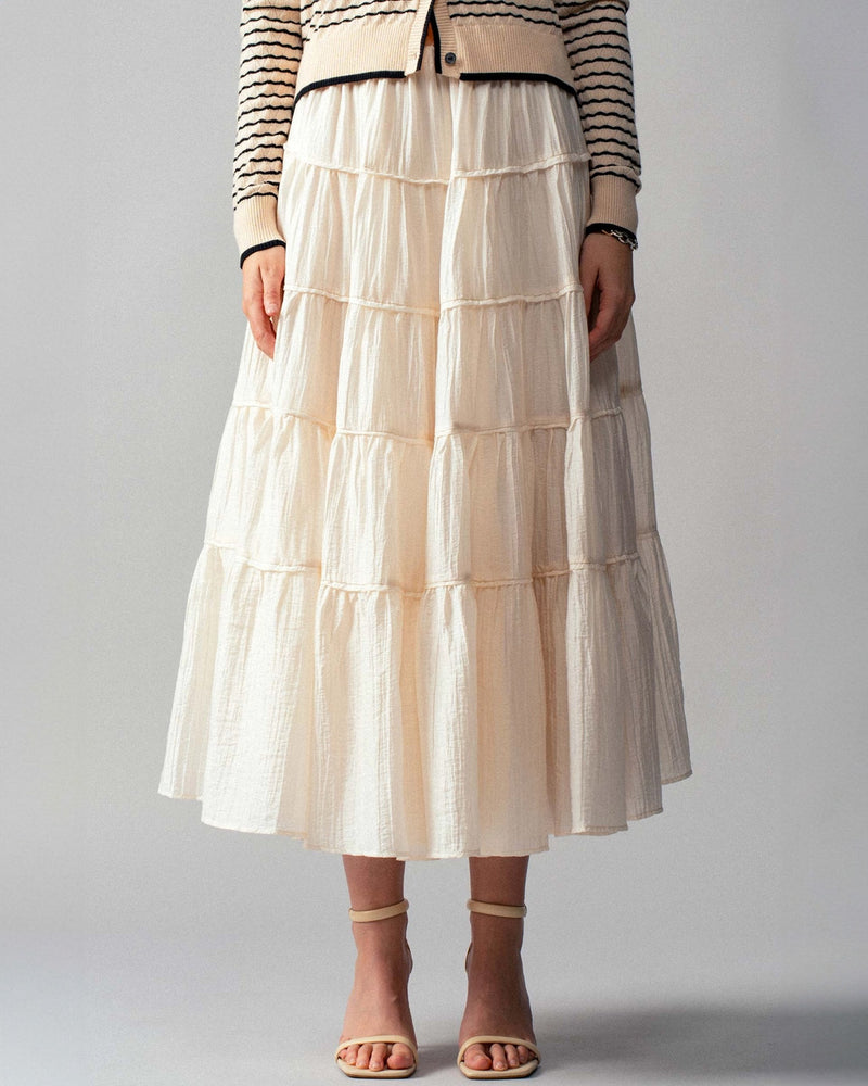 Tiered Crinkle Maxi Skirt