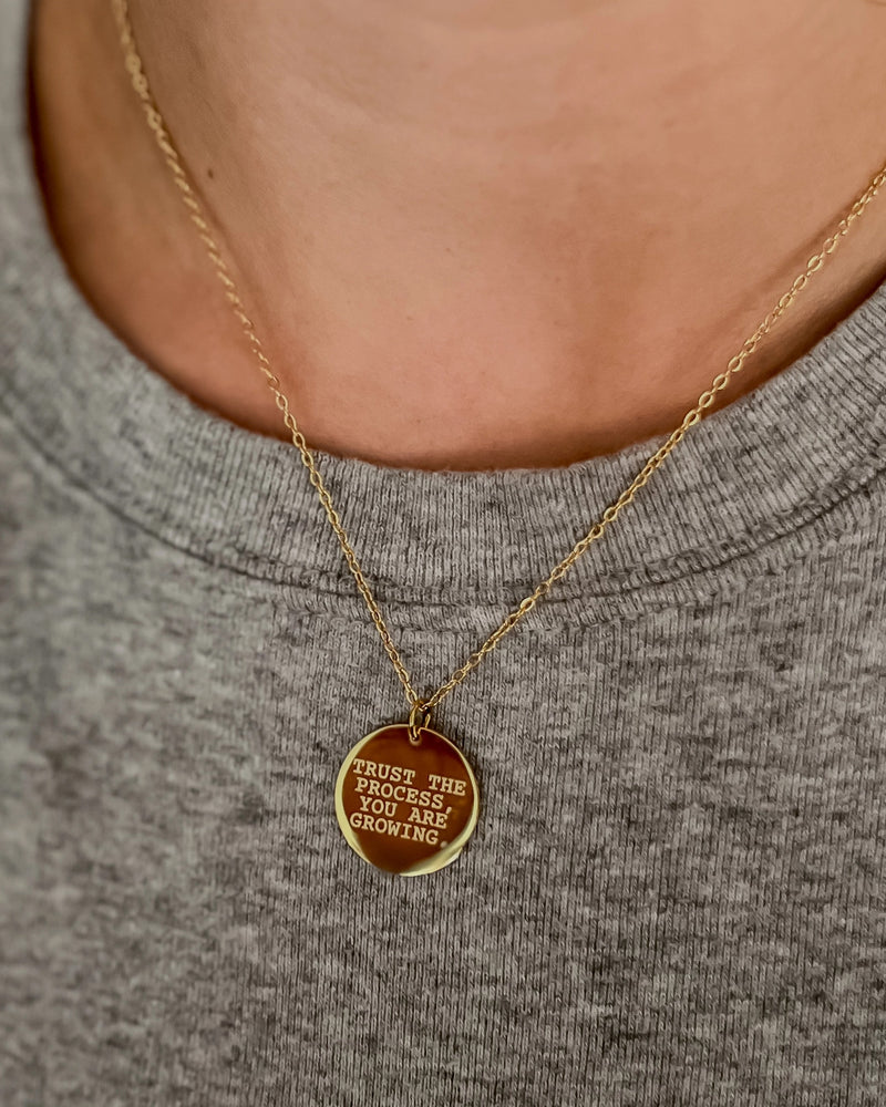 Trust the Process 18k Gold Filled Disc Pendant Necklace