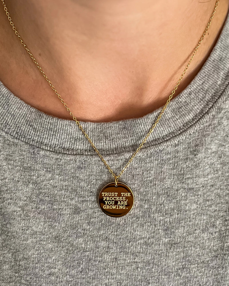 Trust the Process 18k Gold Filled Disc Pendant Necklace