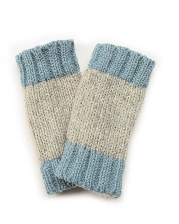 Light Blue and Grey Two-Tone Gloves