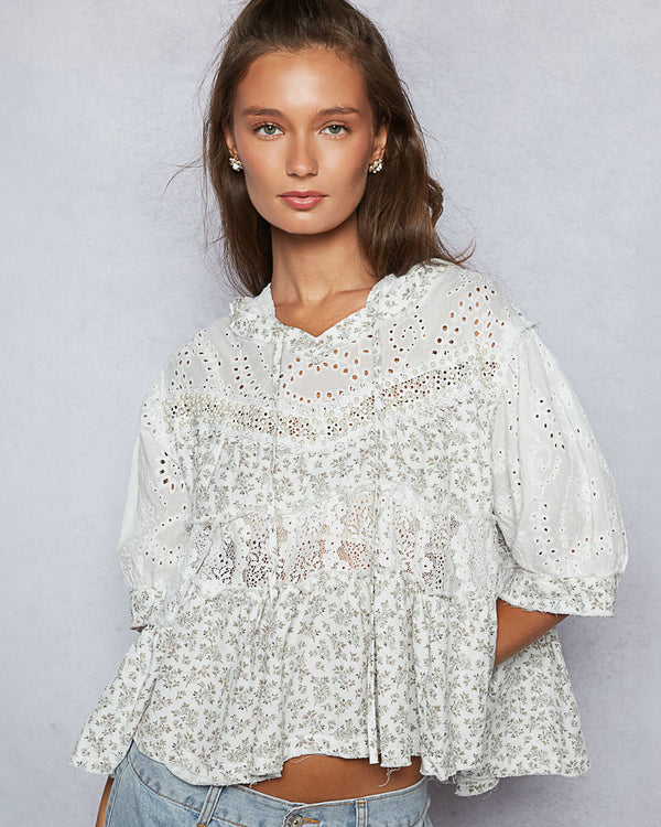 Lacey Floral Flouncy Top