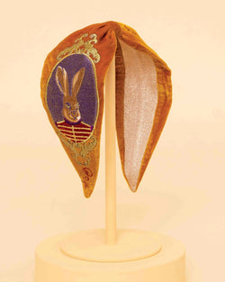Regal Hare Gold Velvet Embroidered Headband