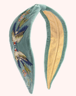 Swooping Swallows Velvet Embroidered Headband