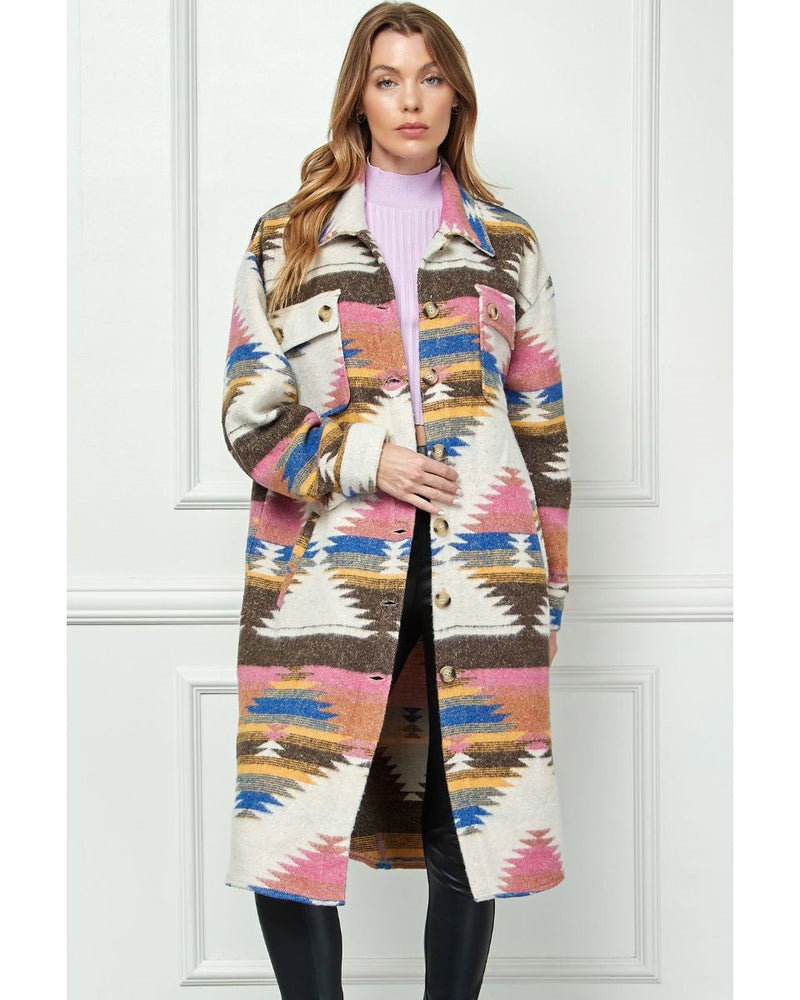Southwestern Pattern Blanket Coat