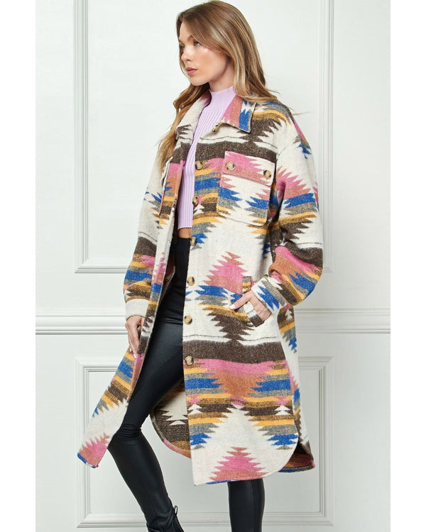 Southwestern Pattern Blanket Coat