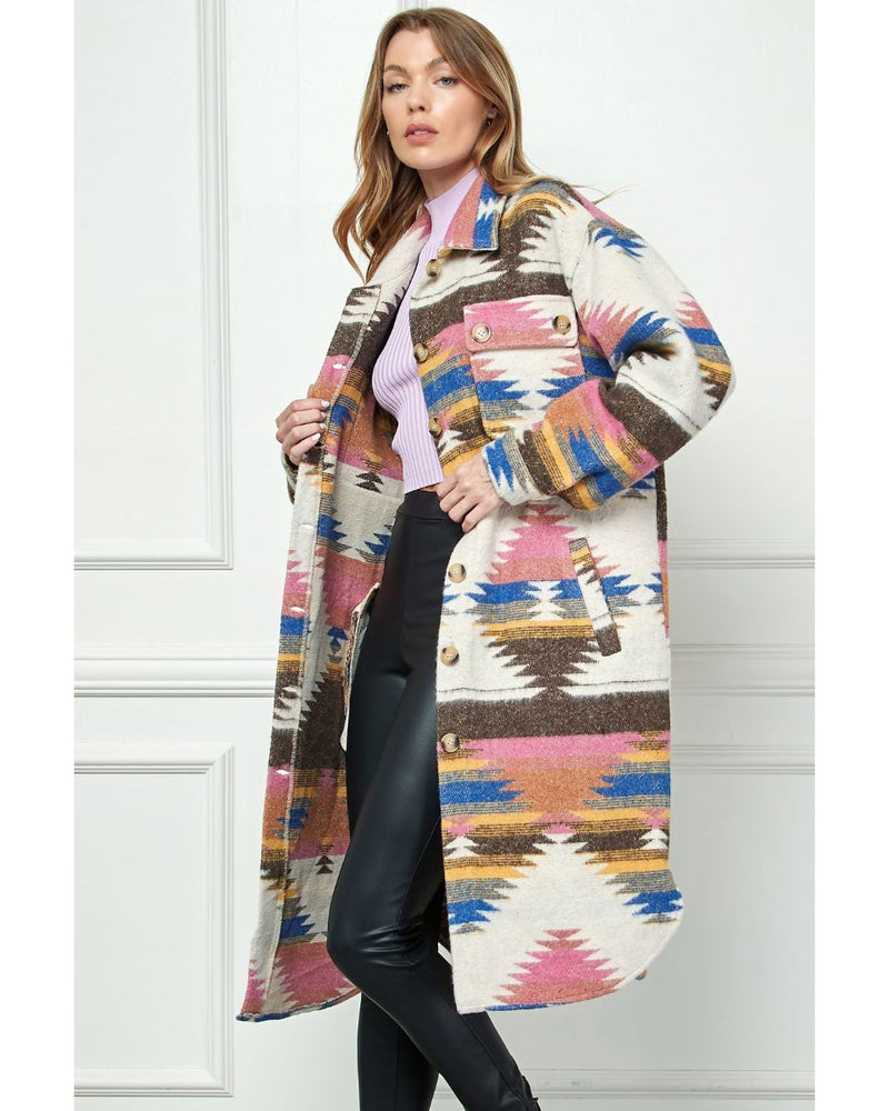 Southwestern Pattern Blanket Coat