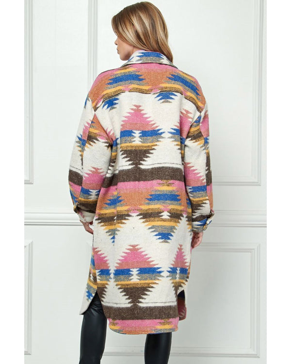 Southwestern Pattern Blanket Coat