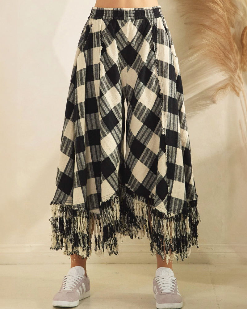 Checkered Pants w/ Frayed Hem