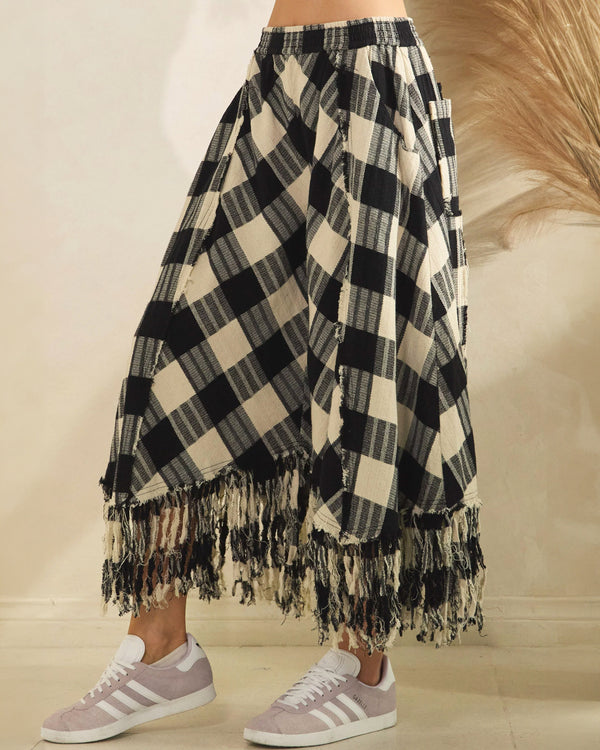 Checkered Pants w/ Frayed Hem