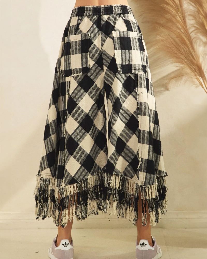 Checkered Pants w/ Frayed Hem