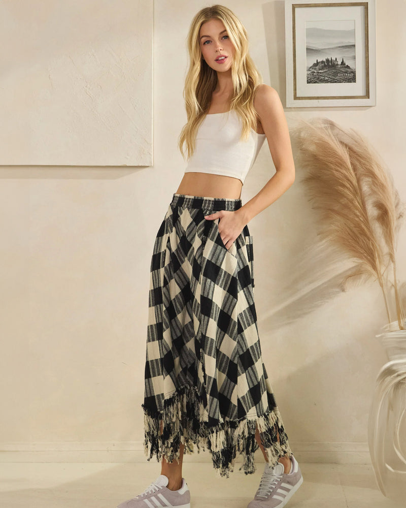 Checkered Pants w/ Frayed Hem