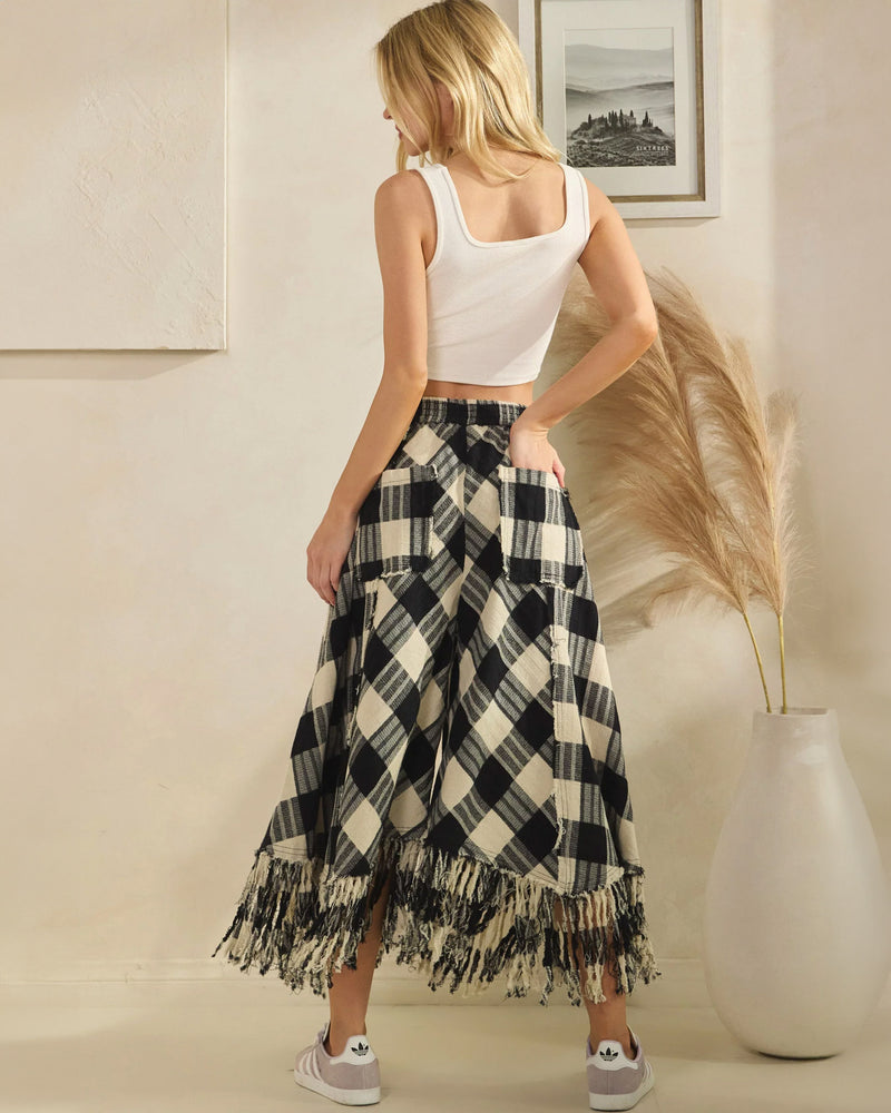 Checkered Pants w/ Frayed Hem