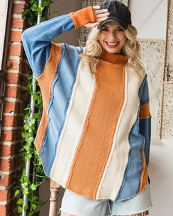 Striped Waffle Weave Pullover