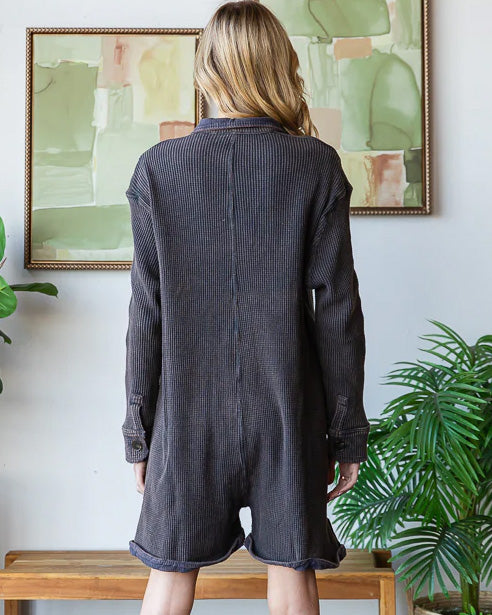 Mineral Washed Midnight Thermal Romper