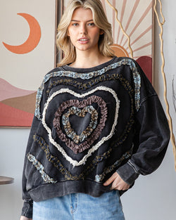 Mineral Wash Hearts Sweatshirt