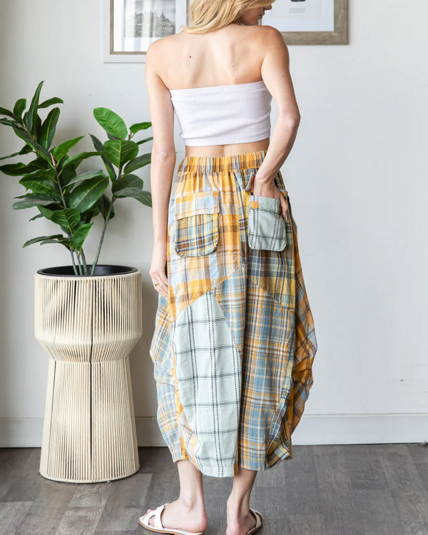 Plaid Midi Bubble Skirt