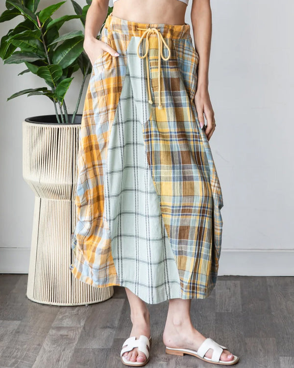 Plaid Midi Bubble Skirt
