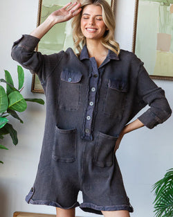 Mineral Washed Midnight Thermal Romper