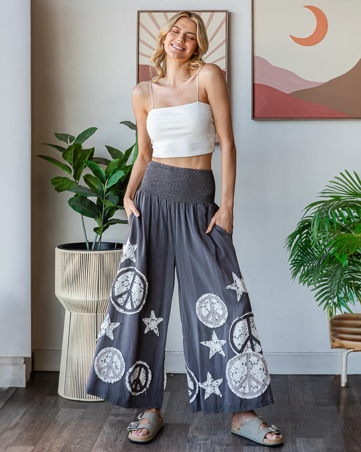 Peace & Stars Flowy Pants