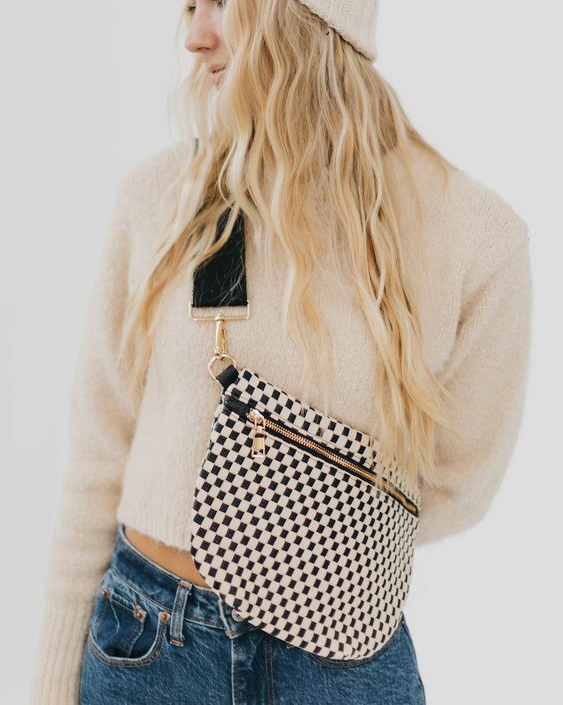 Checkered Woven Bum Bag