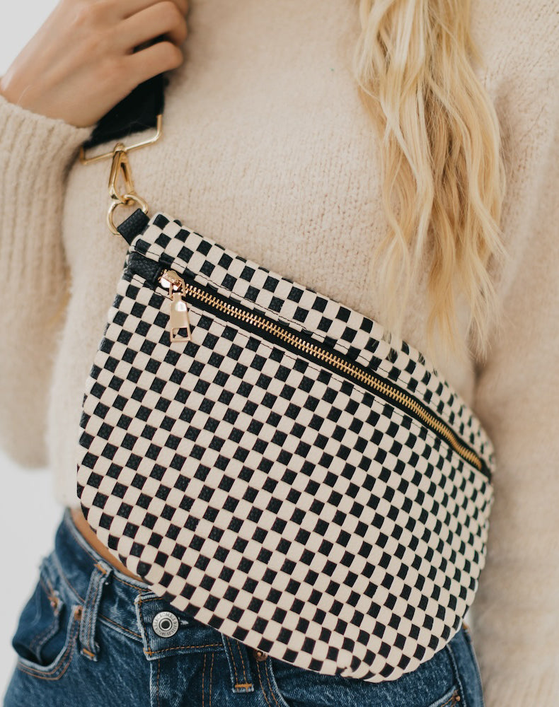 Checkered Woven Bum Bag