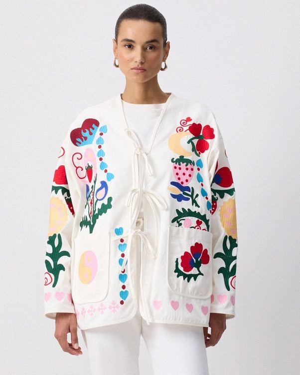 Whimsical Folk Embroidered Jacket