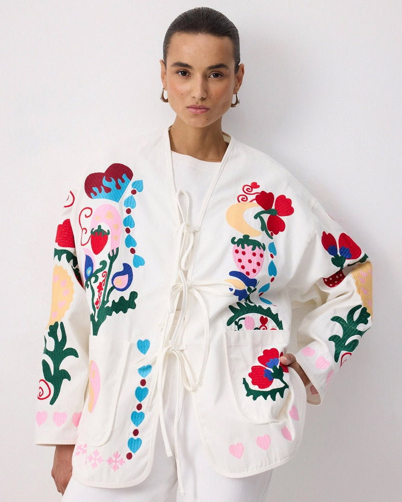 Whimsical Folk Embroidered Jacket