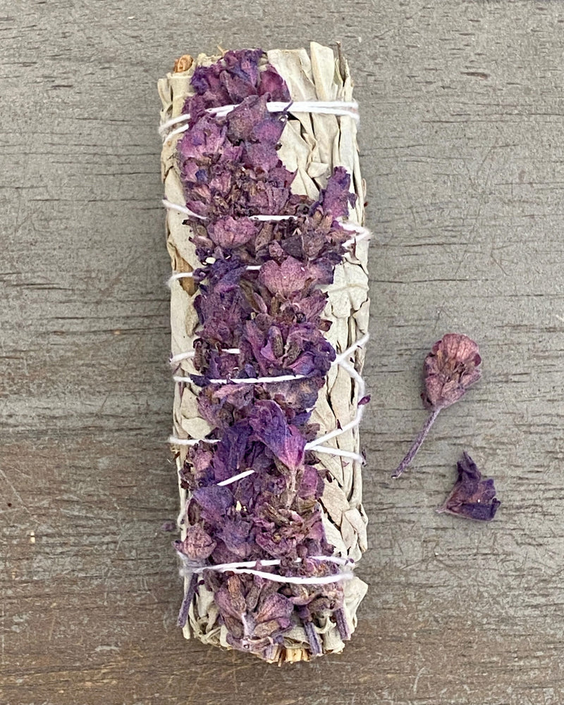 White Sage w/ Lavender Flowers Smudge Stick Bundle