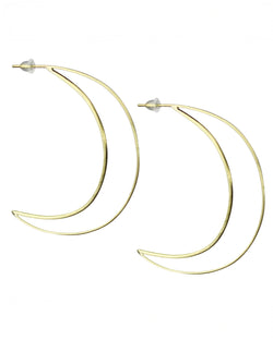 Brass Crescent Moon Earring