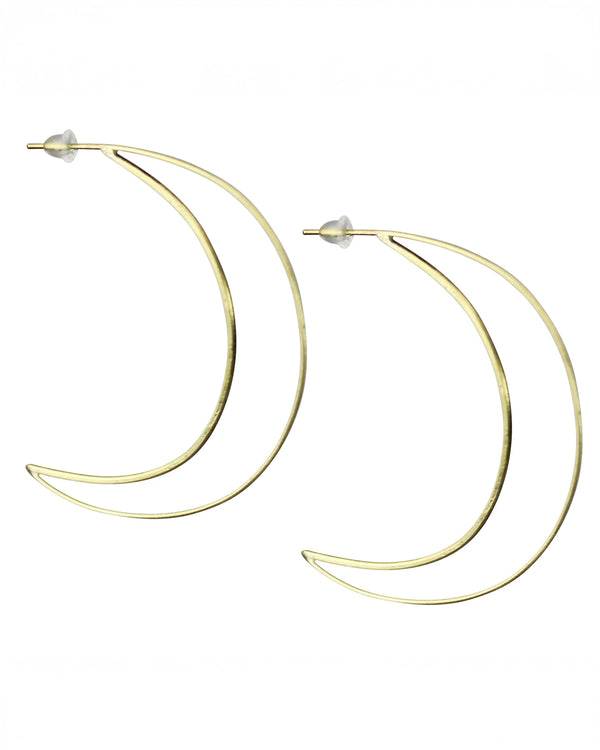 Brass Crescent Moon Earring