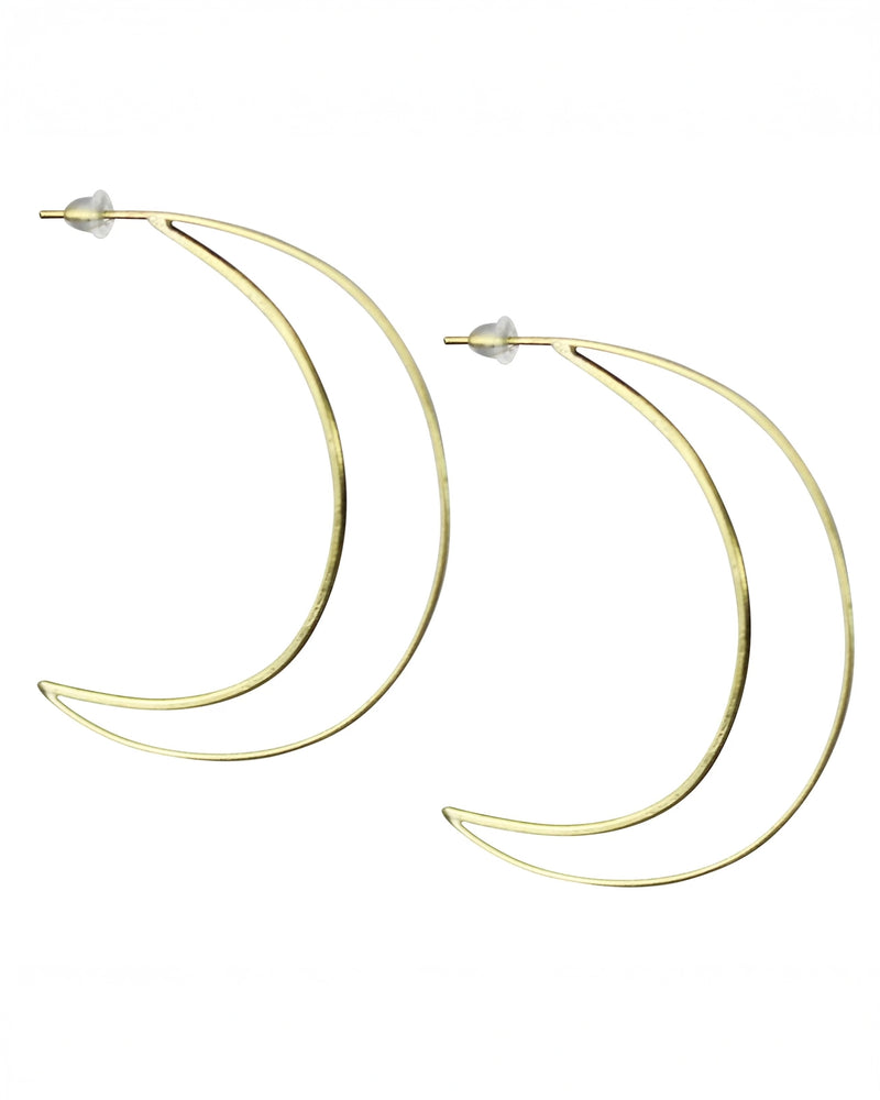 Brass Crescent Moon Earring