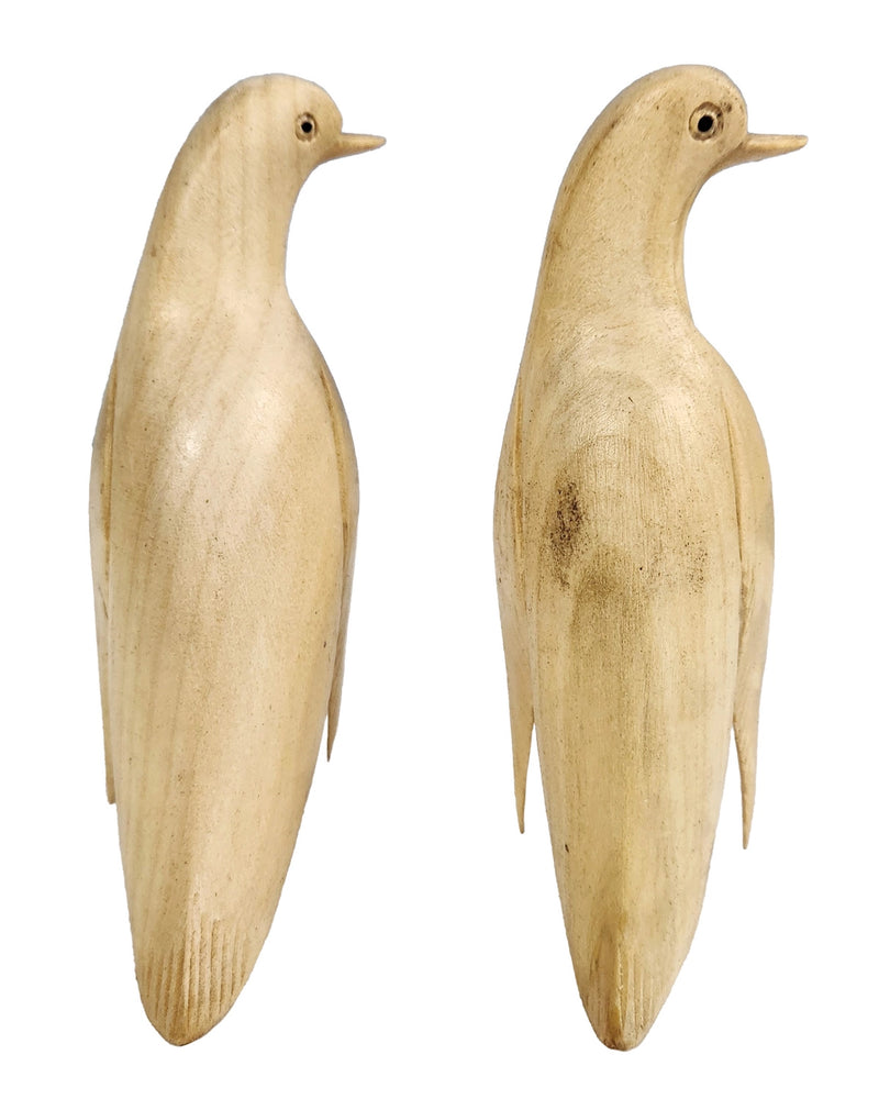 Pair of 2 Wooden Carved Penguins