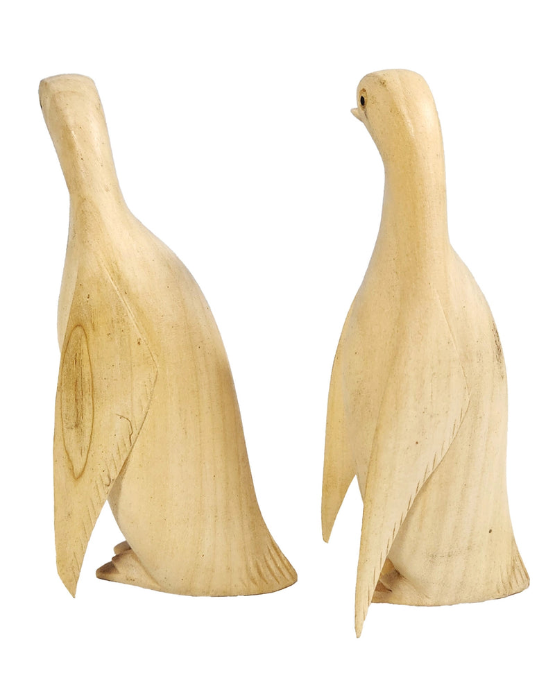 Pair of 2 Wooden Carved Penguins