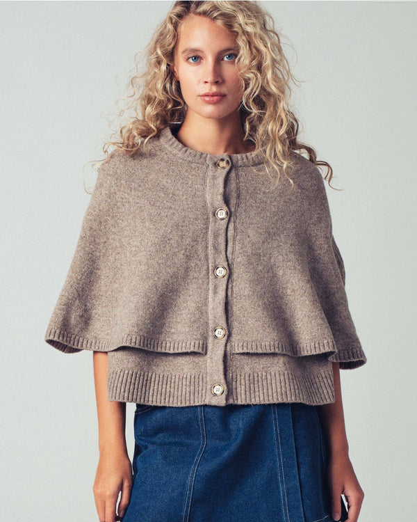 Mocha Wool Blend Cape