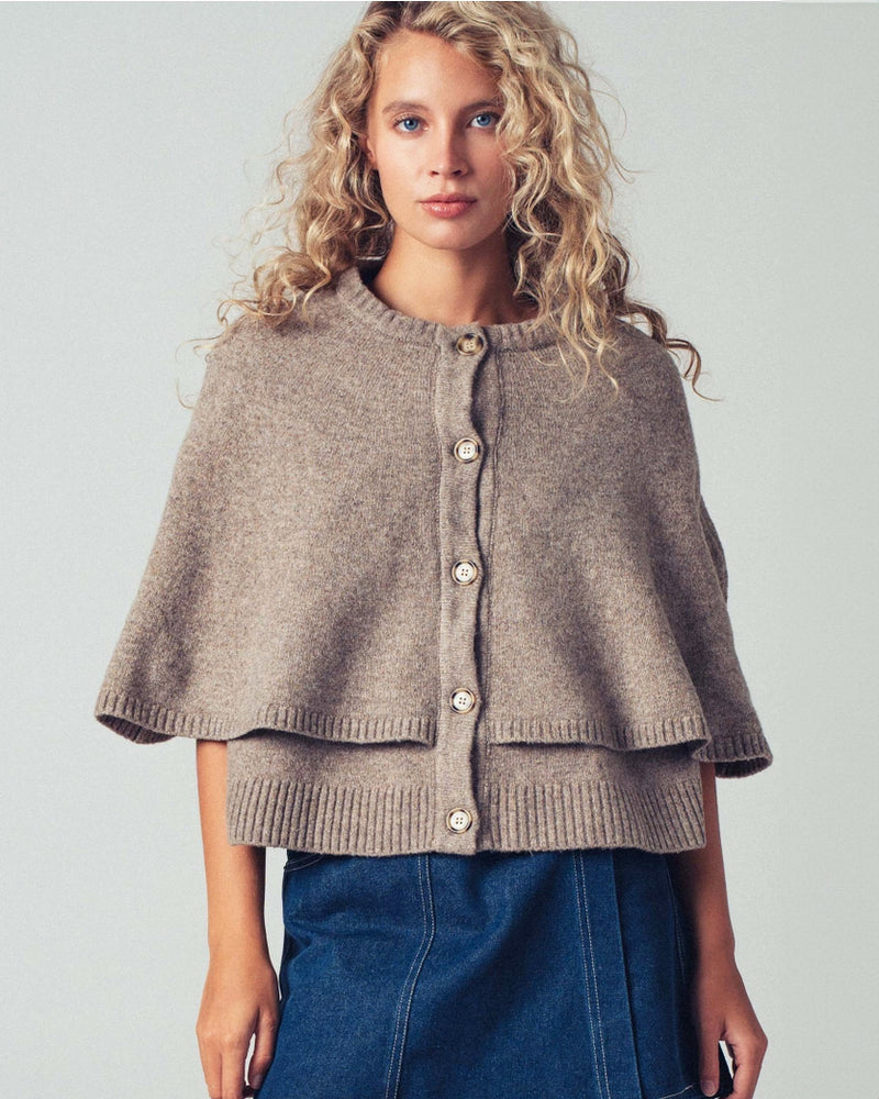 Mocha Wool Blend Cape