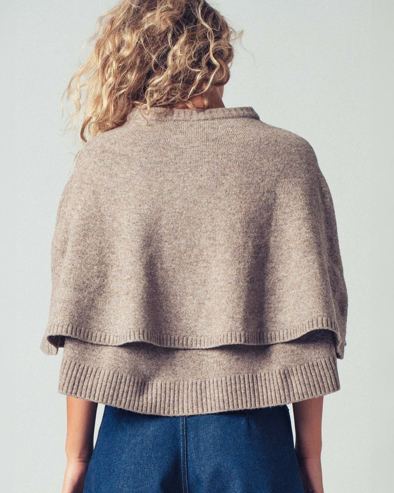 Mocha Wool Blend Cape
