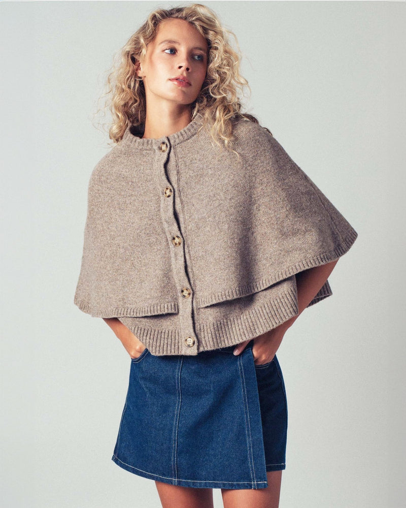Mocha Wool Blend Cape