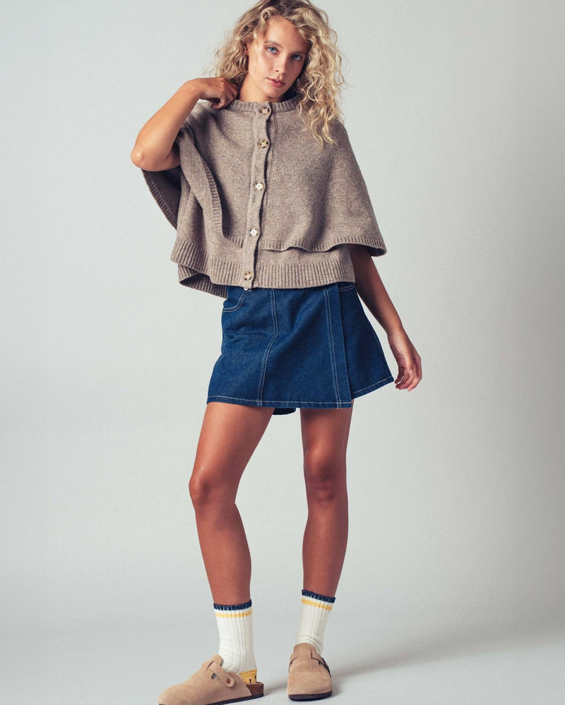 Mocha Wool Blend Cape