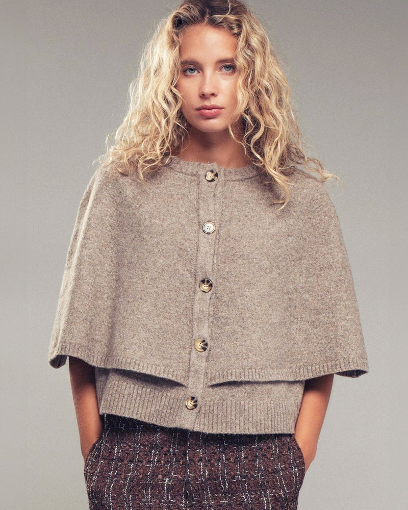 Mocha Wool Blend Cape