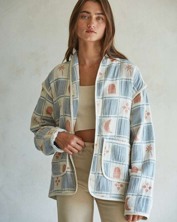 Moon Patched Oversized Quilted Cottage Jacket