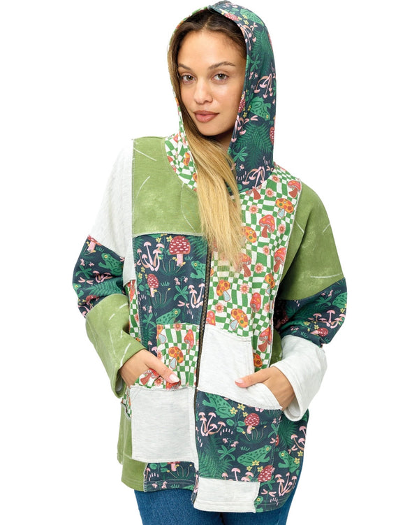 Whimsy Mushroom Patchwork Hoodie