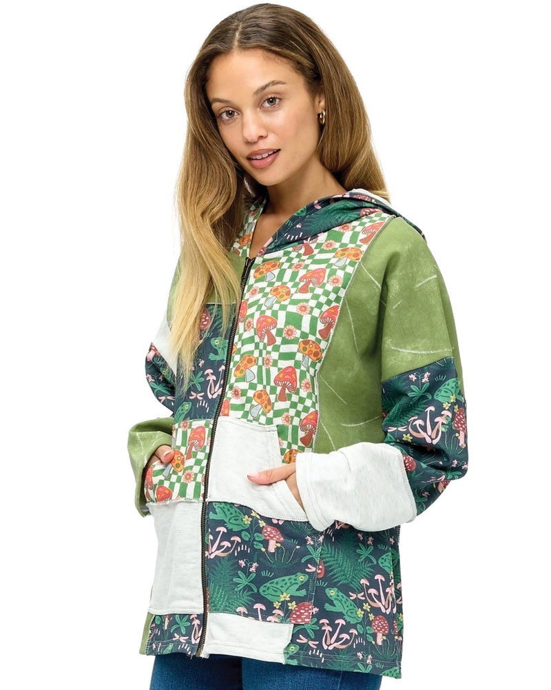Whimsy Mushroom Patchwork Hoodie